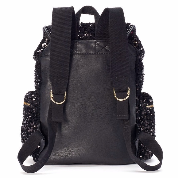 JUICY COUTURE School Backpack Bag Black Sequin NEW - Picture 2 of 5